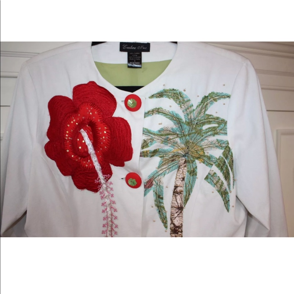 Anthropologie Embex Tropical Print Coat Size Small